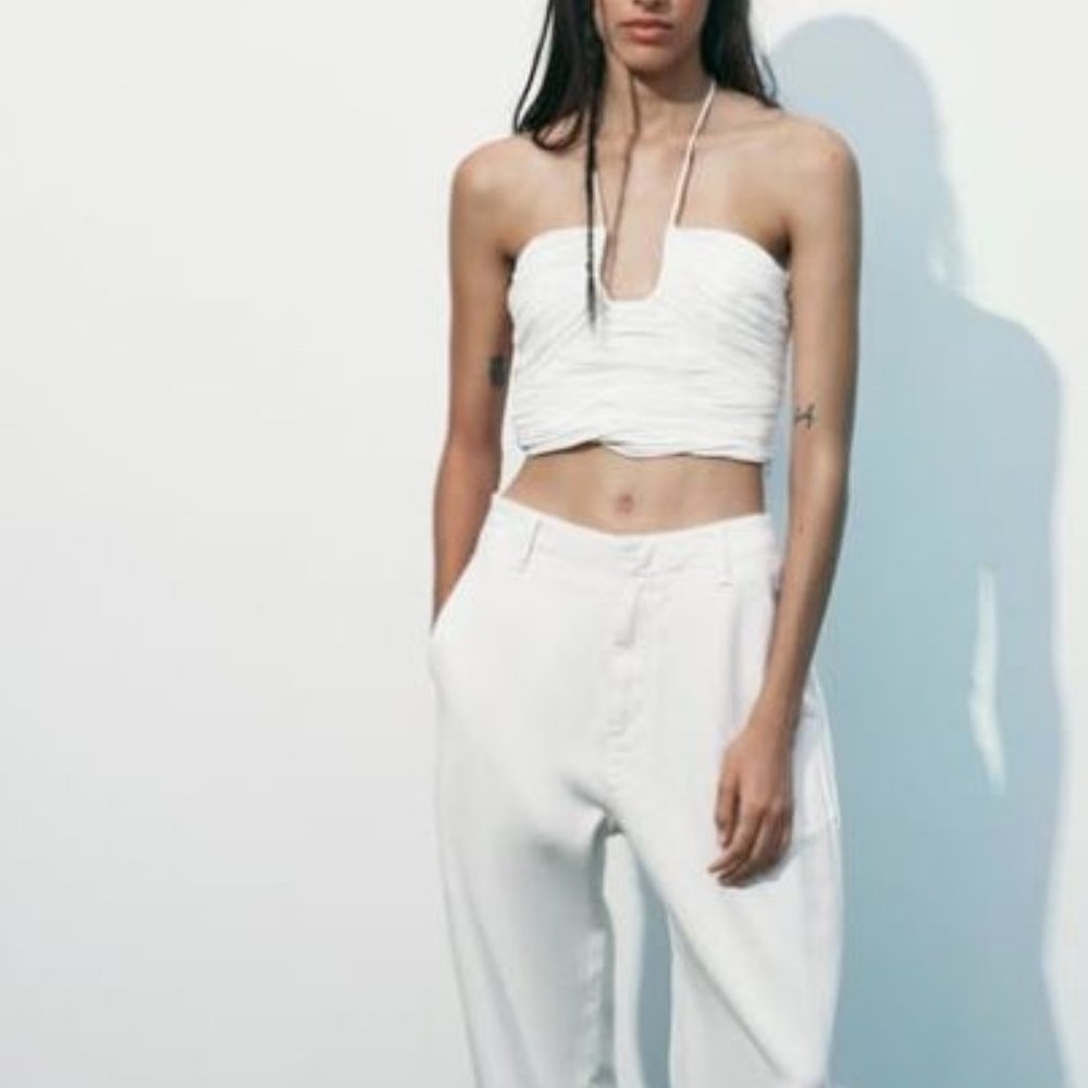 NWT ZARA DRAPED HALTER TOP XS